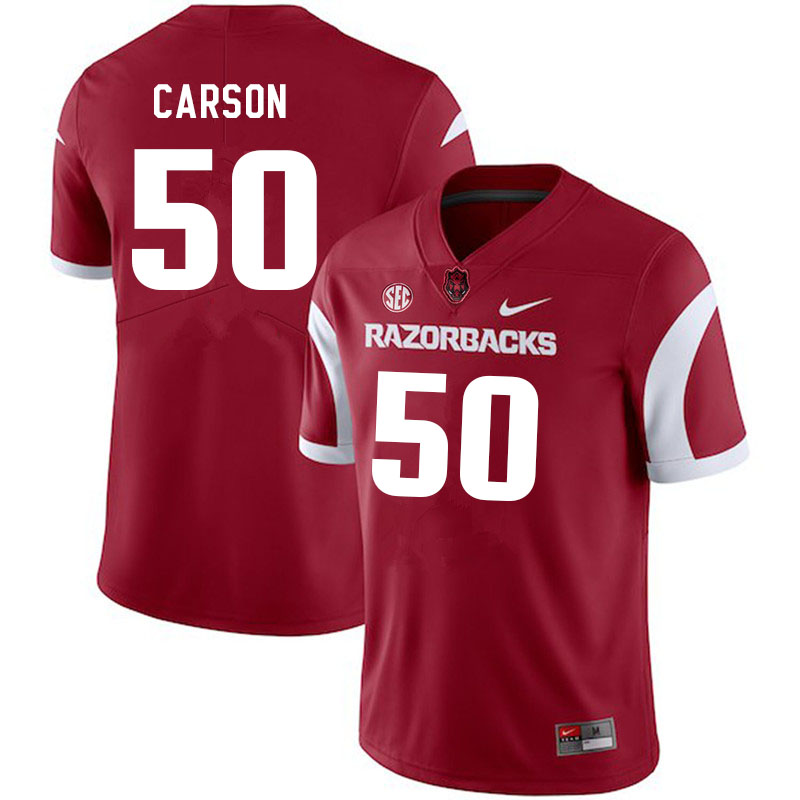 Men #50 Cole Carson Arkansas Razorbacks College Football Jerseys Sale-Cardinal